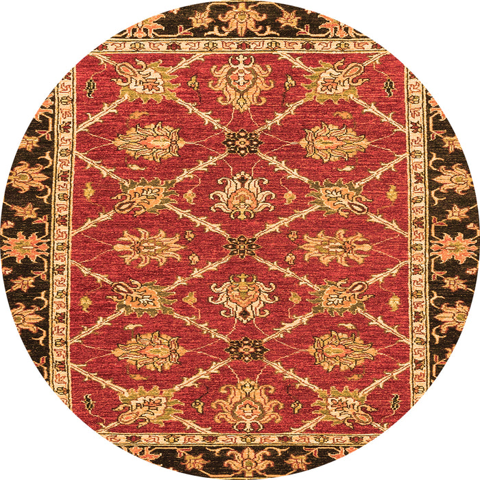 Round Abstract Orange Modern Rug, abs2743org