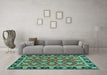 Machine Washable Abstract Turquoise Modern Area Rugs in a Living Room,, wshabs2743turq