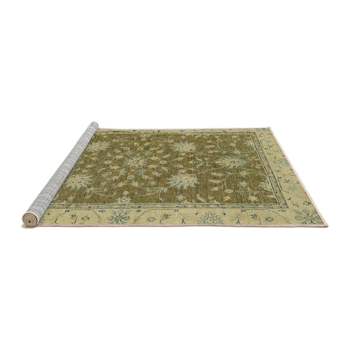 Sideview of Machine Washable Abstract Metallic Gold Rug, wshabs2744