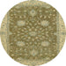 Round Abstract Metallic Gold Oriental Rug, abs2744