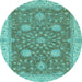 Round Oriental Light Blue Traditional Rug, abs2744lblu