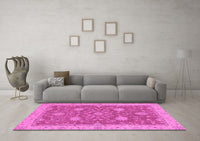 Machine Washable Oriental Pink Traditional Rug, wshabs2744pnk