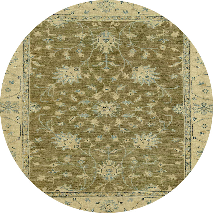 Round Machine Washable Abstract Metallic Gold Rug, wshabs2744