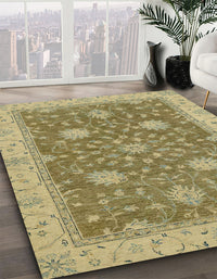 Abstract Metallic Gold Oriental Rug, abs2744