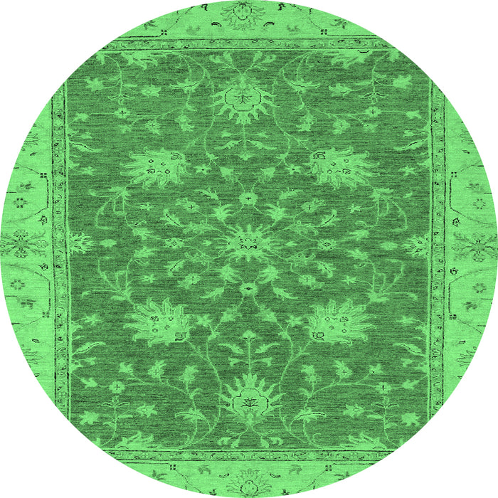Round Oriental Emerald Green Traditional Rug, abs2744emgrn