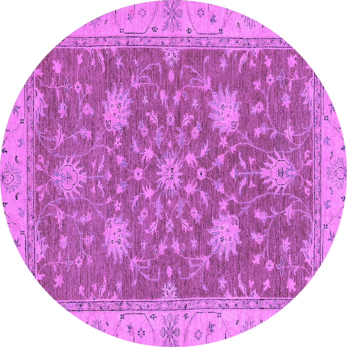Round Machine Washable Oriental Purple Traditional Area Rugs, wshabs2744pur