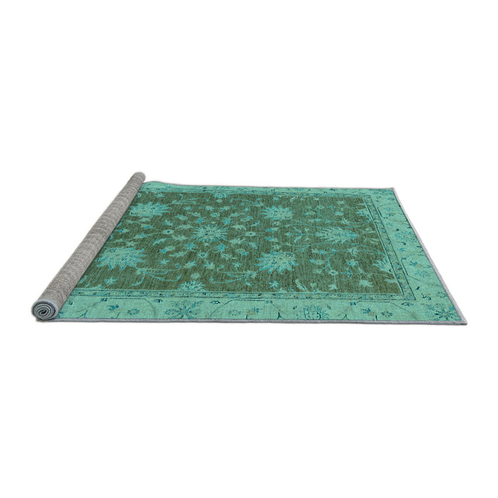 Sideview of Machine Washable Oriental Light Blue Traditional Rug, wshabs2744lblu