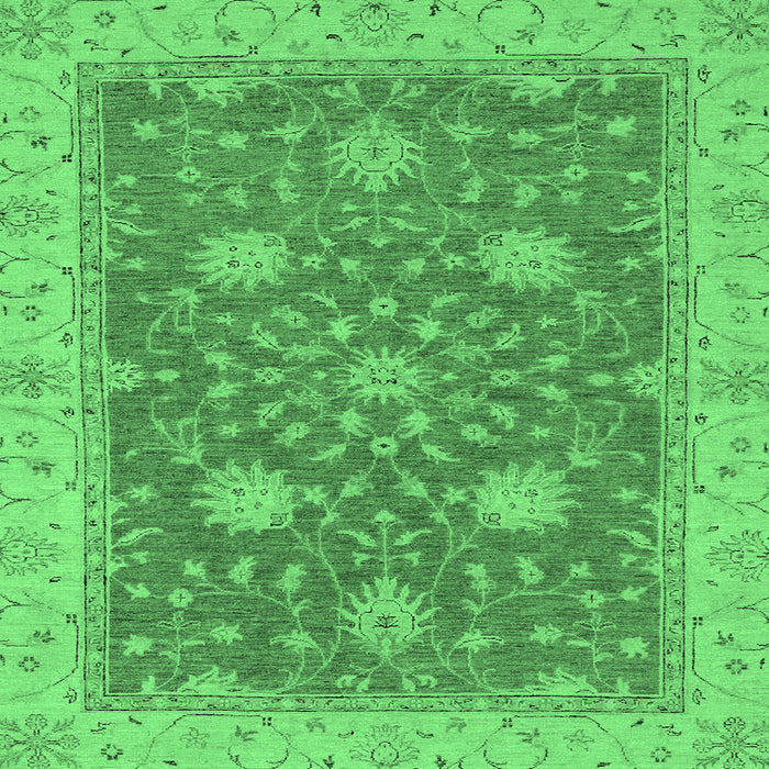 Square Oriental Emerald Green Traditional Rug, abs2744emgrn