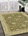 Abstract Metallic Gold Oriental Rug in Family Room, abs2744