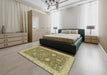 Machine Washable Abstract Metallic Gold Rug in a Bedroom, wshabs2744