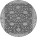 Round Machine Washable Oriental Gray Traditional Rug, wshabs2744gry