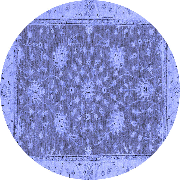 Round Machine Washable Oriental Blue Traditional Rug, wshabs2744blu