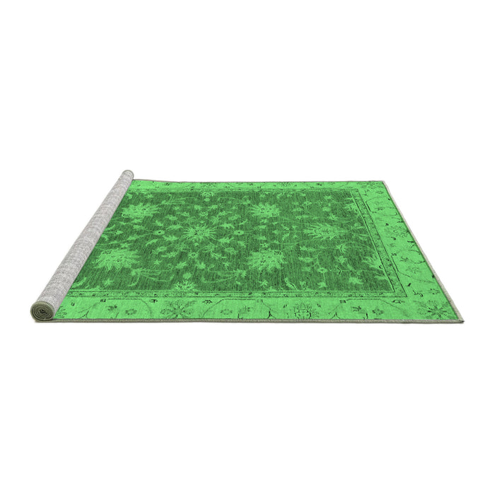 Sideview of Machine Washable Oriental Emerald Green Traditional Area Rugs, wshabs2744emgrn