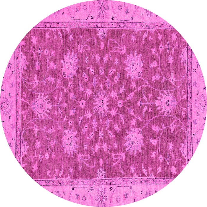 Round Oriental Pink Traditional Rug, abs2744pnk