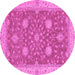 Round Oriental Pink Traditional Rug, abs2744pnk