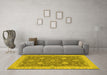 Machine Washable Oriental Yellow Traditional Rug in a Living Room, wshabs2744yw