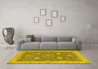 Machine Washable Oriental Yellow Traditional Rug, wshabs2744yw