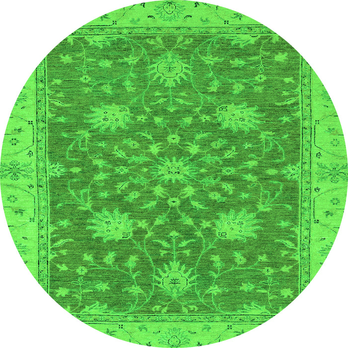 Round Oriental Green Traditional Rug, abs2744grn