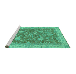 Sideview of Machine Washable Oriental Turquoise Traditional Area Rugs, wshabs2744turq