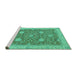 Sideview of Machine Washable Oriental Turquoise Traditional Area Rugs, wshabs2744turq