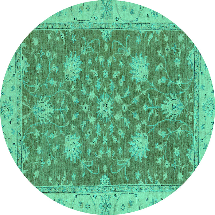 Round Oriental Turquoise Traditional Rug, abs2744turq