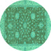 Round Oriental Turquoise Traditional Rug, abs2744turq