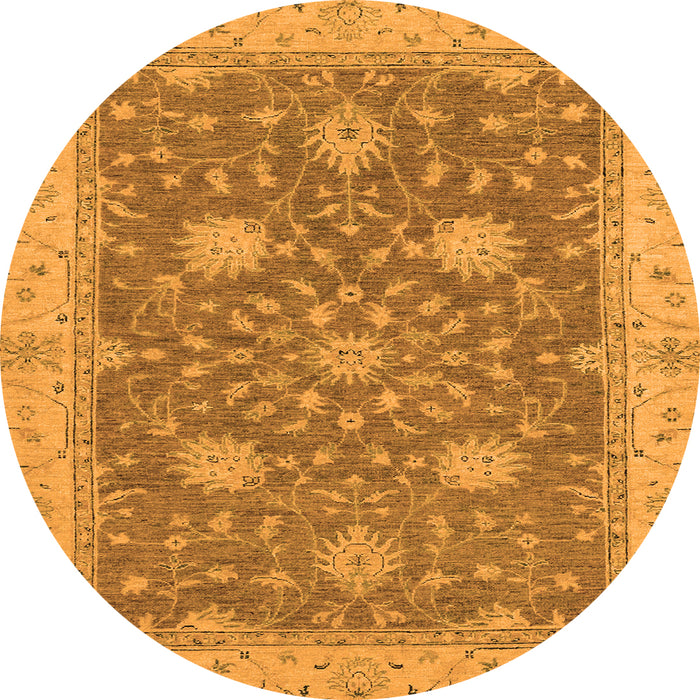 Round Oriental Orange Traditional Rug, abs2744org