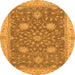 Round Oriental Orange Traditional Rug, abs2744org