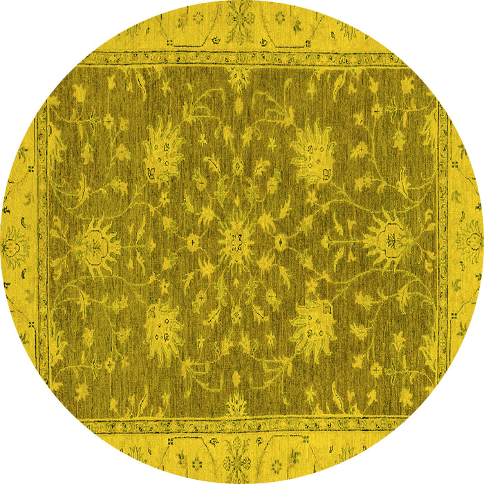 Round Oriental Yellow Traditional Rug, abs2744yw