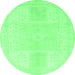 Round Machine Washable Abstract Emerald Green Modern Area Rugs, wshabs2745emgrn