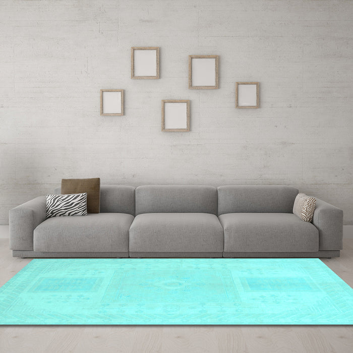 Machine Washable Abstract Light Blue Modern Rug in a Living Room, wshabs2745lblu