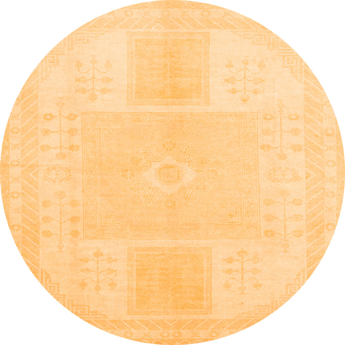Round Machine Washable Abstract Orange Modern Area Rugs, wshabs2745org