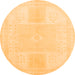 Round Machine Washable Abstract Orange Modern Area Rugs, wshabs2745org