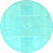 Round Machine Washable Abstract Light Blue Modern Rug, wshabs2745lblu