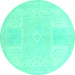 Round Abstract Turquoise Modern Rug, abs2745turq