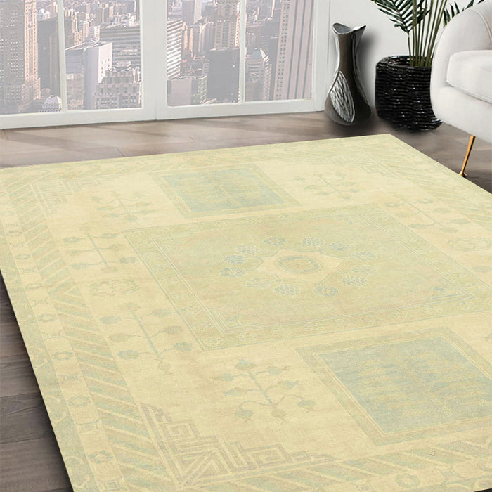 Machine Washable Abstract Brown Gold Rug in a Family Room, wshabs2745