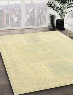 Abstract Brown Gold Modern Rug in Family Room, abs2745