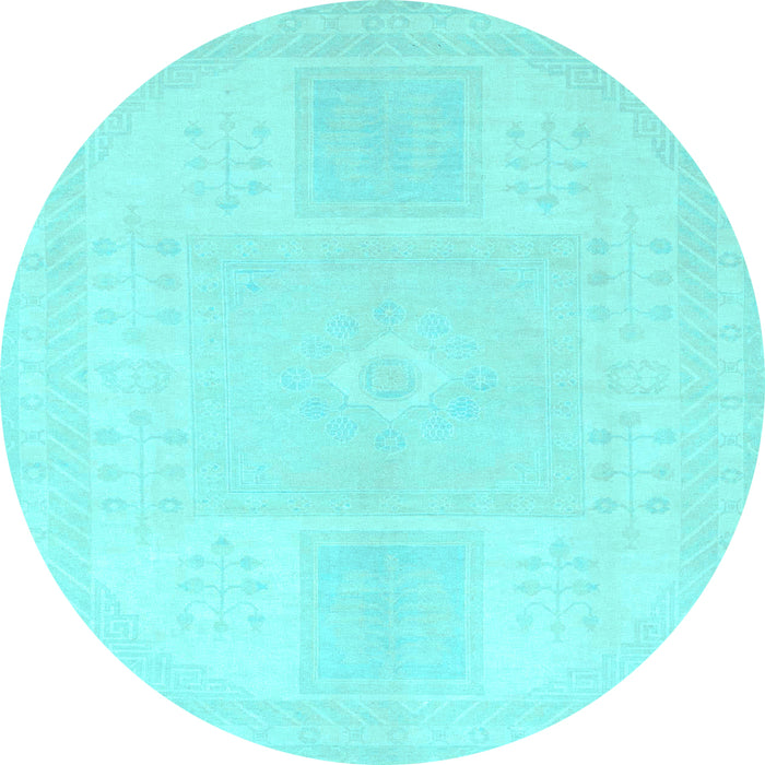 Round Abstract Light Blue Modern Rug, abs2745lblu