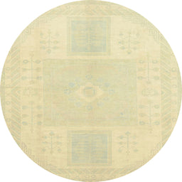 Round Abstract Brown Gold Modern Rug, abs2745