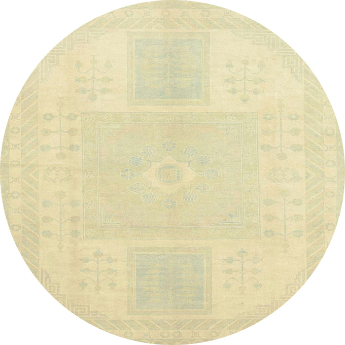 Round Abstract Brown Gold Modern Rug, abs2745