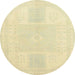 Round Abstract Brown Gold Modern Rug, abs2745