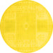 Round Abstract Yellow Modern Rug, abs2745yw