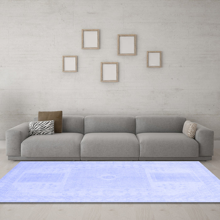 Machine Washable Abstract Blue Modern Rug in a Living Room, wshabs2745blu