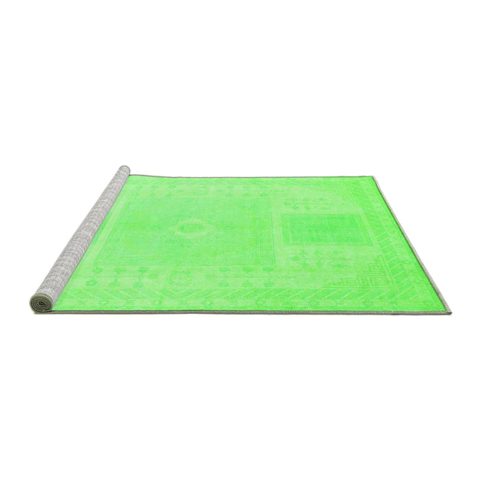 Sideview of Machine Washable Abstract Green Modern Area Rugs, wshabs2745grn