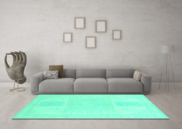 Machine Washable Abstract Turquoise Modern Area Rugs in a Living Room,, wshabs2745turq