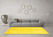 Machine Washable Abstract Yellow Modern Rug in a Living Room, wshabs2745yw