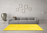 Machine Washable Abstract Yellow Modern Rug, wshabs2745yw