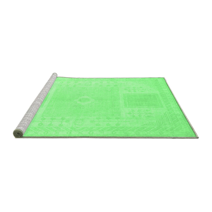 Sideview of Machine Washable Abstract Emerald Green Modern Area Rugs, wshabs2745emgrn