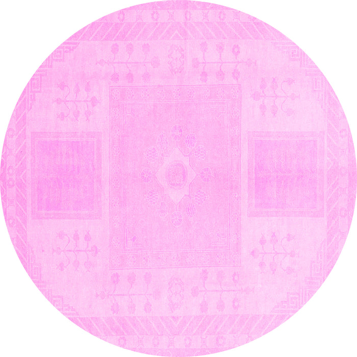 Round Machine Washable Abstract Pink Modern Rug, wshabs2745pnk