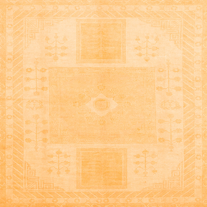 Square Machine Washable Abstract Orange Modern Area Rugs, wshabs2745org